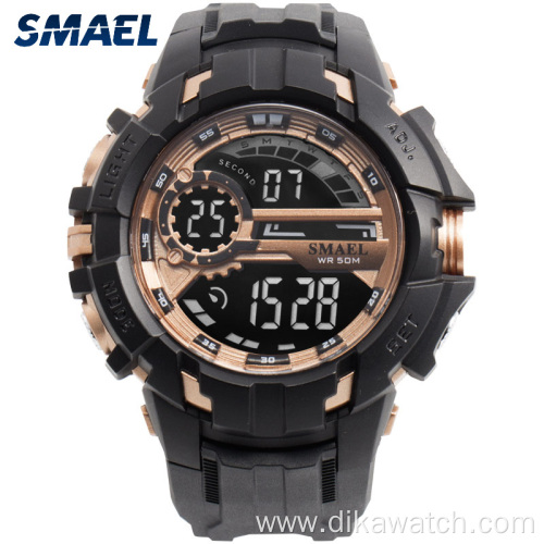 smael men LED digital clock wristwatches golden electronic